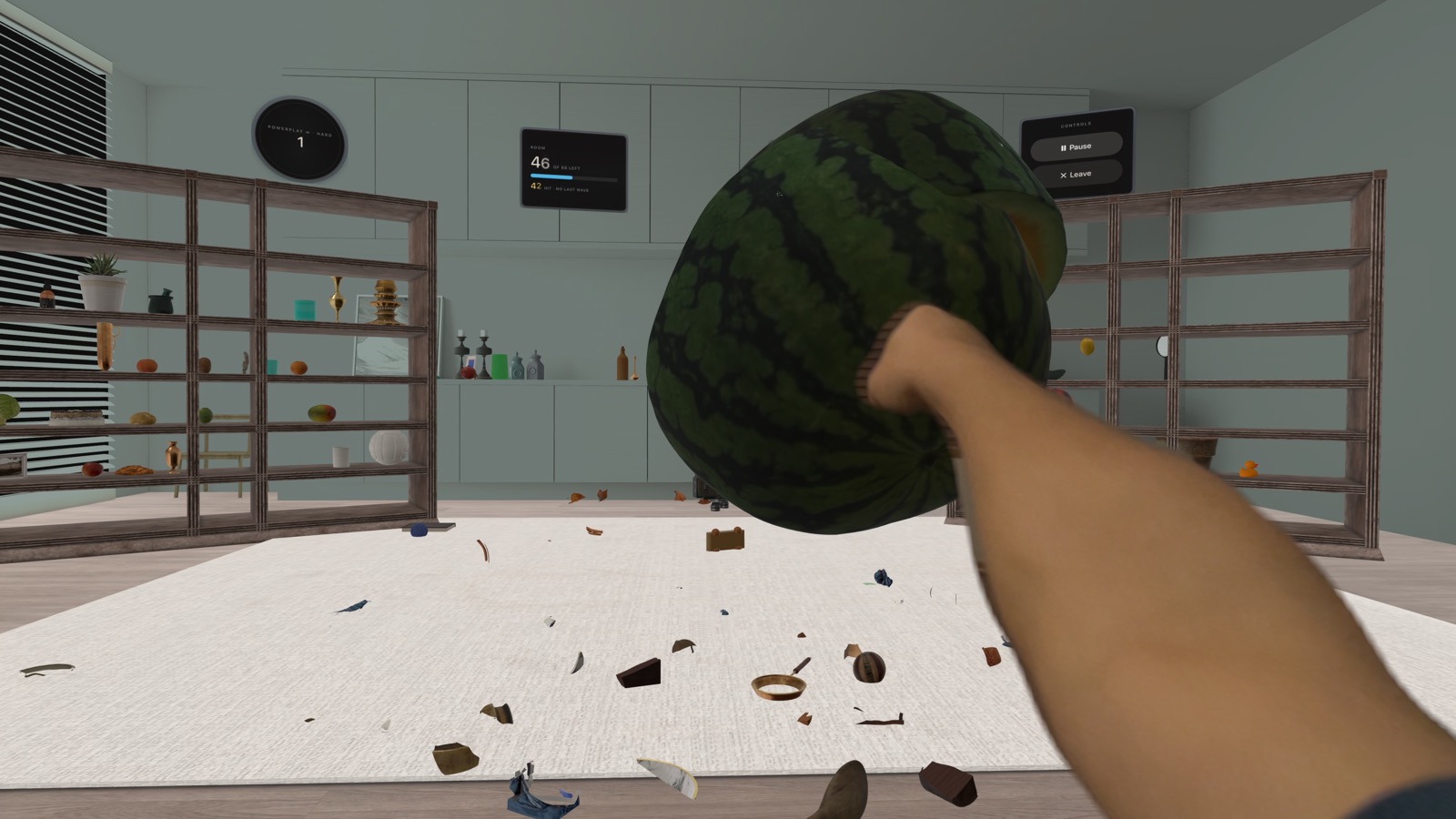 A fist punching a watermelon
